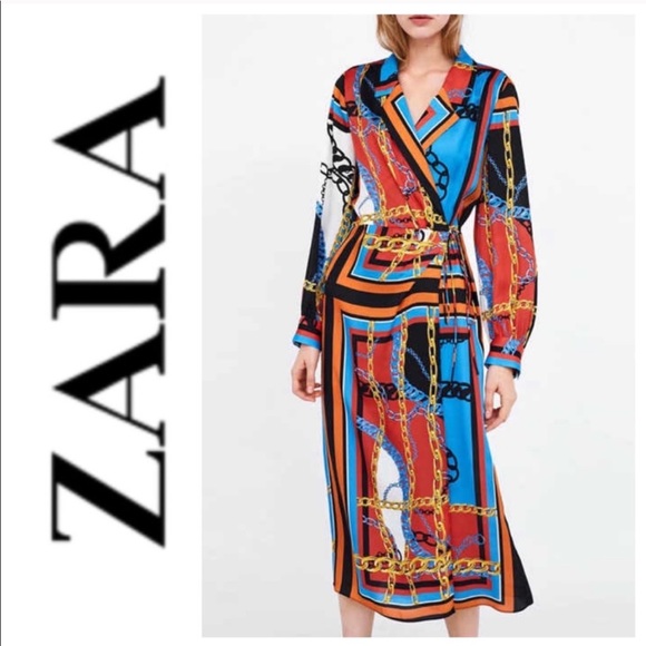 zara satin wrap dress